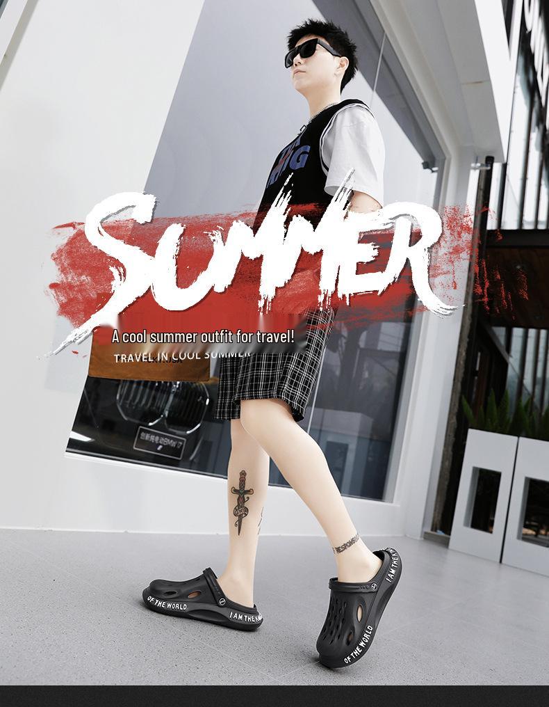 Мужские сандалии и шлепанцы с закрытым носком «Кокосовый сад» – Мягкая подошва, дышащие, модные, универсальные для пляжа.