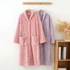 New Autumn/Winter Women's Bathrobe Flannel Thickened Warm Buckle Long Dress Solid Color Nightgown Home Fur Ladies
