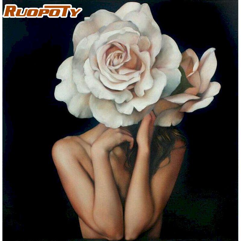 RUOPOTY Безрамная картина «сделай сам» по номерам, картина, современная женская настенная живопись, акриловая краска на холсте для домашнего декора 40x50 см