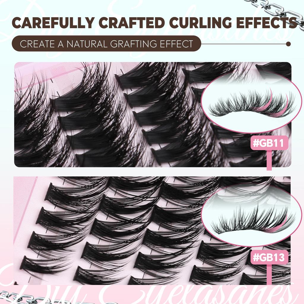 Xiaomi GROINNEYA Lashes Cluster Kit Fluffy Lash Bond & Seal Faux Mink Lashes Eyelash Extension Individual Lashes DIY at Home