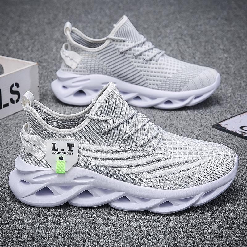 Large Men's Shoes Summer Breathable Flying Weave Sports Casual Shoes Thick Sole Blade Mesh Fashion Coconut Running Shoes