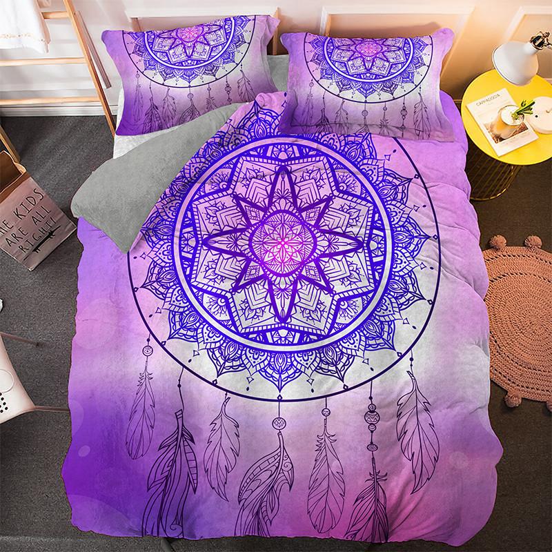 Dreamcatcher Duvet Cover Set Psychedelic Bohemian 3D Print King Queen Polyester Comforter Cover for Kids Boys Girls Bedding Set