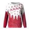 Women's Casual Fashion Christmas Print Long Sleeve O-Neck Pullover Top