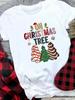 (Азиатский размер) Счастливого Рождества футболка Топ фестиваль акварель милый Новый год Праздник Повседневный Леди Короткий рукав Мода Женщины Принт Графические футболки