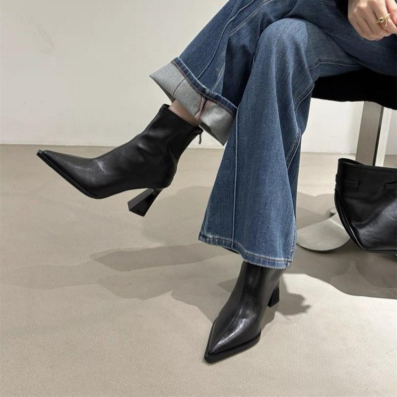 Winter Elegant Solid Color Sexy Zipper Thick Heel Casual Short Boots Fashionable Best Selling New Comfortable Women's Boots