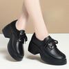 Роскошная женская кожаная обувь Модные лоферы на толстой подошве на шнуровке Обувь для пожилых людей для ленивых Повседневная легкая женская обувь