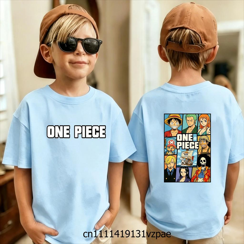 Boys Girls T Shirt Summer Kids Anime TShirt Zoro Nami Chopper Cute Clothes Cartoon Tees Birthday Gifts Tops