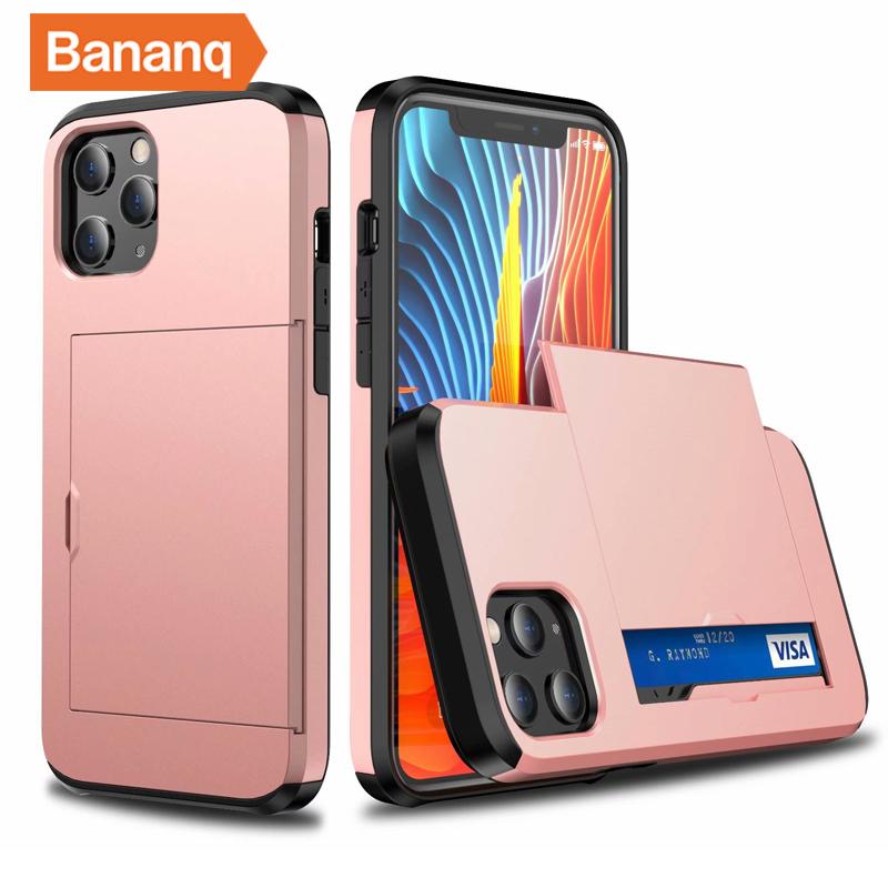 Чехол для телефона Bananq Slide с отделением для карт для iPhone 11 12 13 14 15 Pro Max Mini XS XR 8 Plus, противоударный чехол для карт