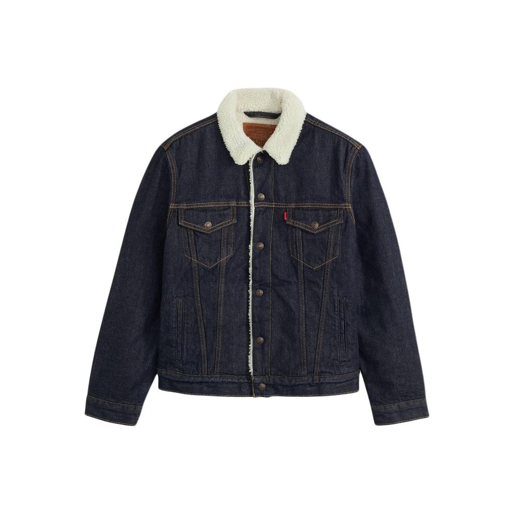 Levis Удобная Универсальная Теплая Простая Куртка Джинсовая с Острым Воротником и Длинным Рукавом Мужские куртки 16365-0271
