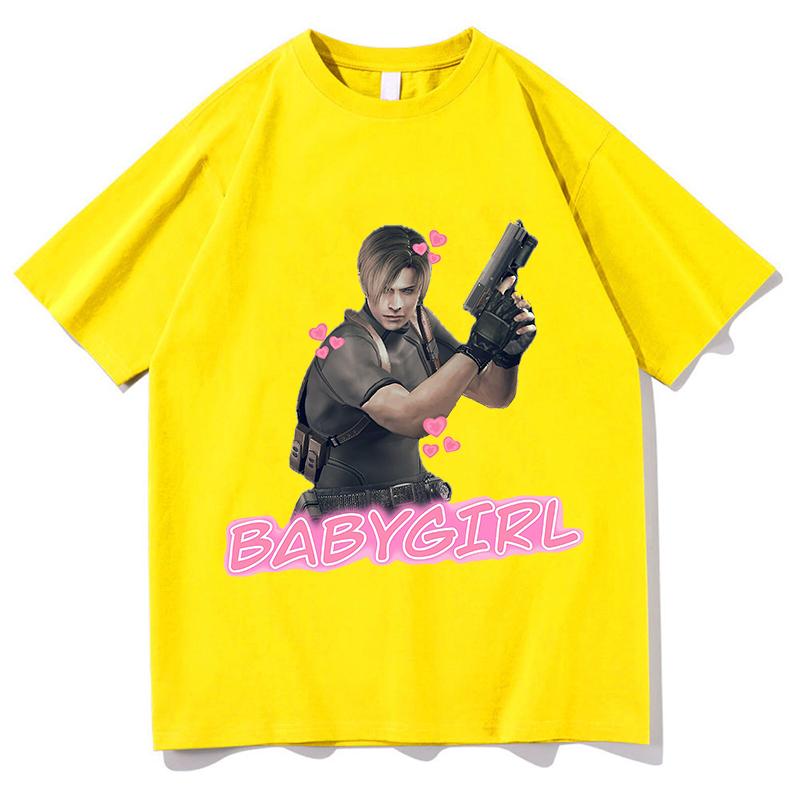 Leon Kennedy Tee Summer Short Sleeve Loose Male Tshirts Unisex Streetwear Pure Cotton Fashion Design Graphic Merch Tops Clothes
