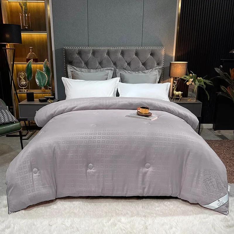 Премиальное шелковое одеяло с квадратной сеткой из хлопчатобумажной ткани, китайское свадебное одеяло Xiang, двуспальная кровать, летние одеяла 220x240