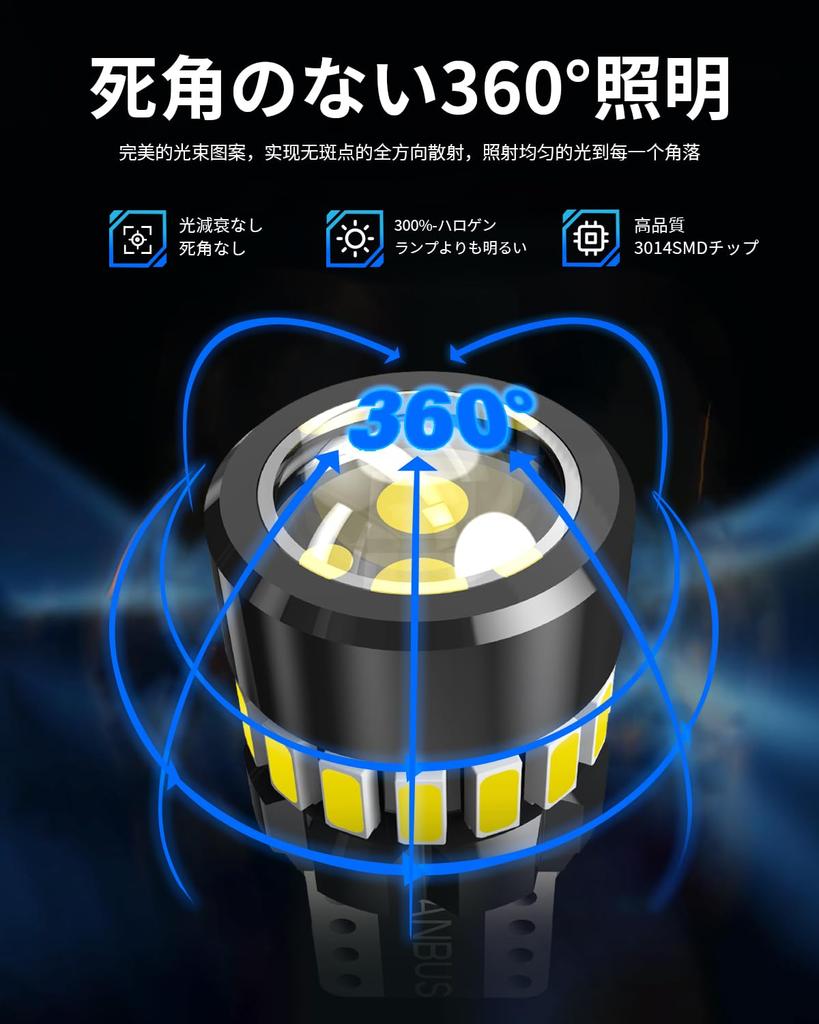 T10 LED White Super Bright Position 3014 LED Omnidirectional LED Room W5W LED Bulbs for Number Lights of Lamps, Chips, 360° Beam, Lamp, Non-Polar,