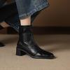 Krazing Pot Микрофибра Квадратный Носок Толстый Каблук Ботильоны Челси Размер 42 Молния Женские Лаконичный Стиль Эластичные Ботильоны