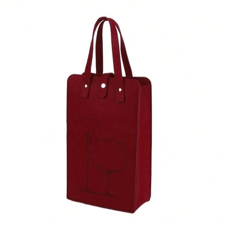 Portable Felt Dual Handheld Red Wine Bag Stylish Durable Wine Carrier for Business Gifting Home Storage Outdoor Picnic