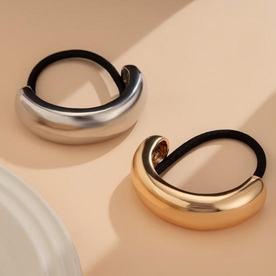 Metal Ponytail Holder Hair Cuff Punk Golden Silver Color Alloy Half Circle Elastic Hair Tie Metal Ring Hair Band Wrap Women Girls Hair Accessories