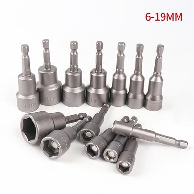Ударная головка 6–19 мм, магнитная отвертка с гайкой, набор шестигранных ключей 1/4, адаптер для сверл для электрических дрелей, набор головок для ударных отверток