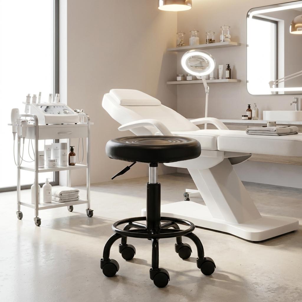 Cosmetic Stool Hairdresser Chair Stool Saddle Spa Mobile Black