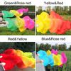 1.5M Creative Dance Silk Veils Fan Performance Props Synthetic Fiber Bamboo Folding Fans Colorful