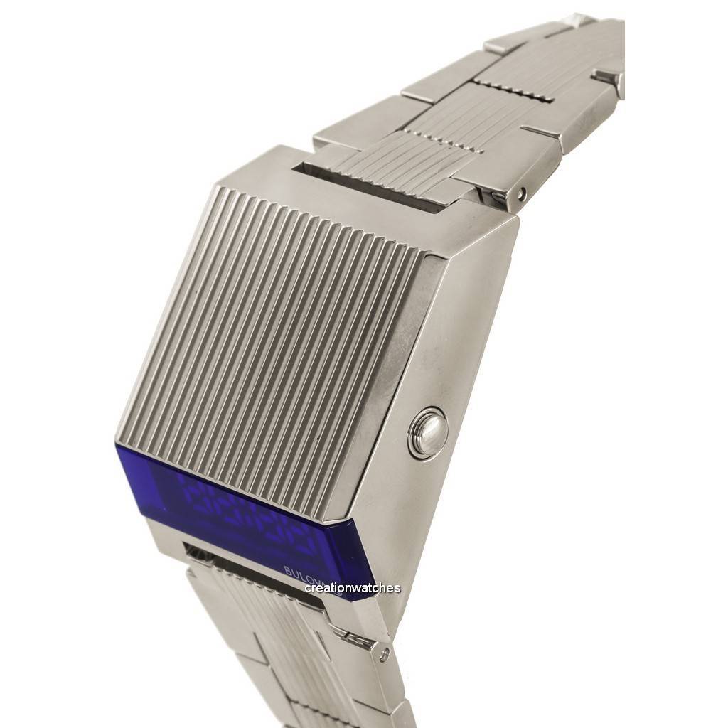 BULOVA Computron Archive Series Кварцевые мужские часы из нержавеющей стали с синим циферблатом 96C139