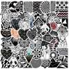 52 Black and White Geometric Pattern Graffiti Stickers Guitar Notebook Suitcase DIY Waterproof Stickers