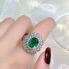 Роскошное Женское Большое Круглое Изумрудное Кольцо с Кристаллами Помолвочное Кольцо Милое Кольцо из Стерлингового Серебра с Цирконами Винтажные Свадебные Кольца для Женщин