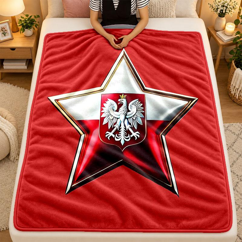 Flannel BlanketPoland Warm Soft Throw Blanket for Indoor Sofa Bed Living Room Use