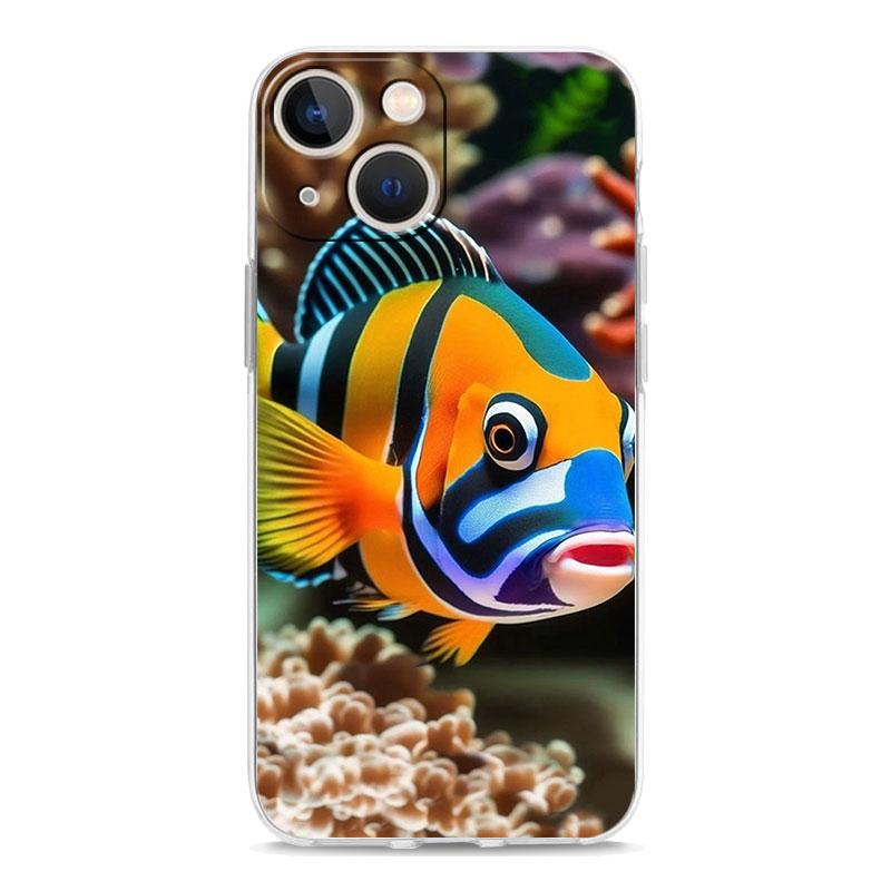 Чехол для телефона iPhone 17 Чехлы iPhone Air 16 15 12 13 14 Pro Max 7 8 Plus 16Pro iPhone11 Прозрачный чехол Мультяшная милая рыбка