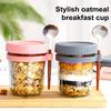 4Pcs Glass Mason Cup Overnight Oats Containers with Lids And Spoons Airtight Jars for Milk Cereal Fruit Salads Yogurt