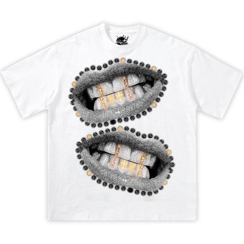 Унисекс футболка с графическим принтом Double Grey Grillz, свободного кроя