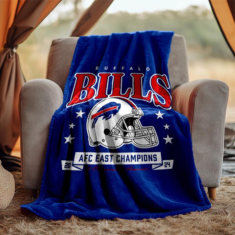 Bills Team Flannel Blanket Soft Warm All-Season Throw, Design for Camping, Car Travel, Hiking Sofa, Bed, Office Perfect Gift for Parties