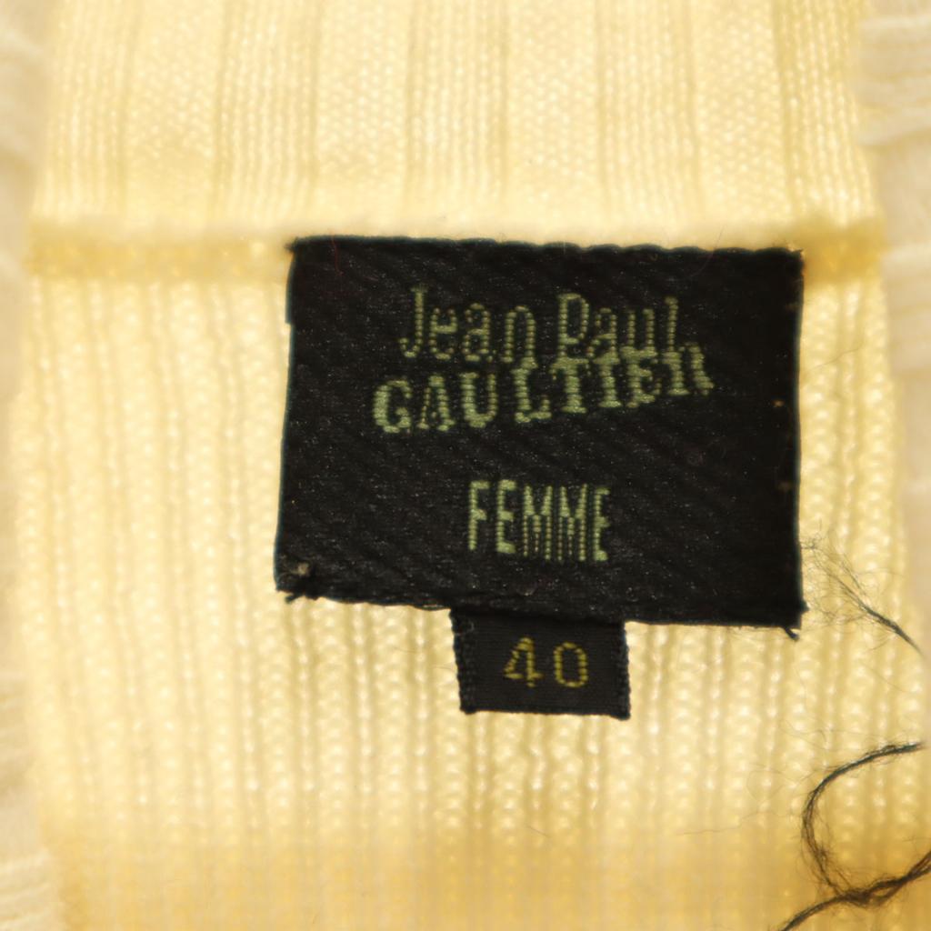 JEAN-PAUL GAULTIER Шерстяной свитер с длинным рукавом и высоким воротом 40 Белый трикотаж Женский Б/У