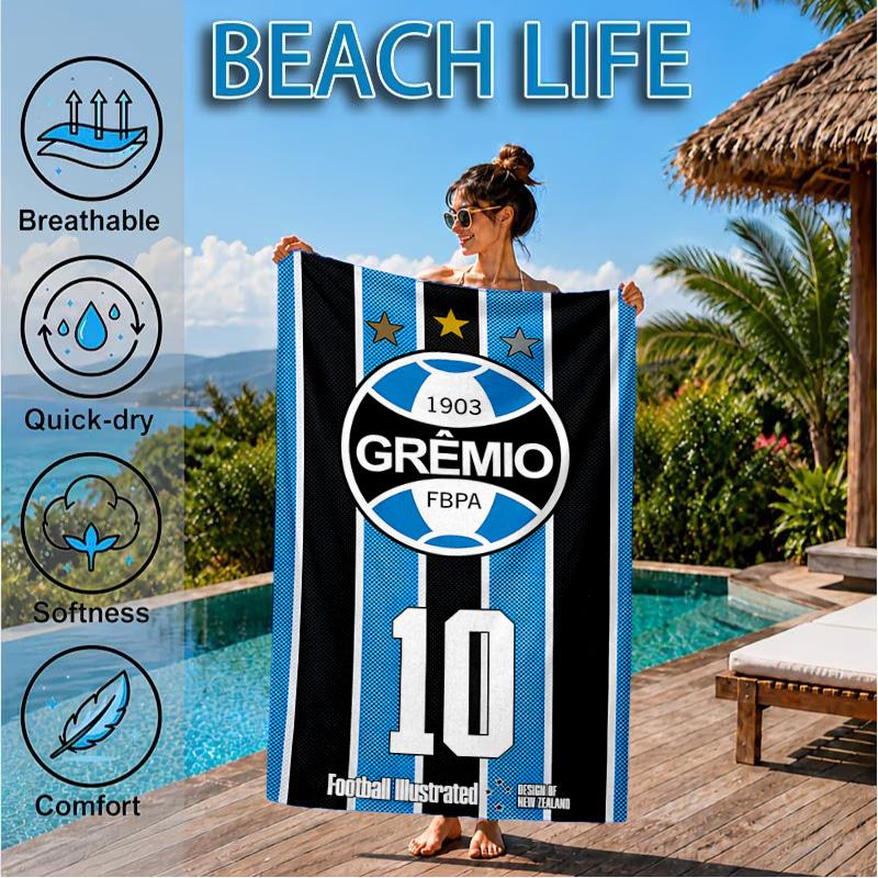 Gre-mio Football Badge Printed Microfiber Beach Towel, Soft And Absorbent, Quick-Dry, Ideal for Summer Travel, Beach Essential, Swimming Pool