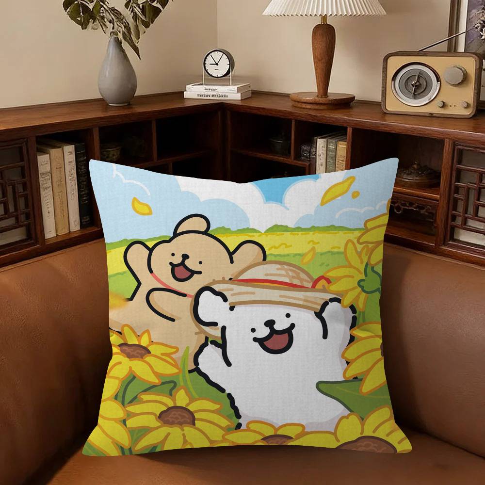 Cartoon Line Dog Maple Design Cushion Cover Happy Autumn Harvest Decor Holiday Decorati Pillow Cover