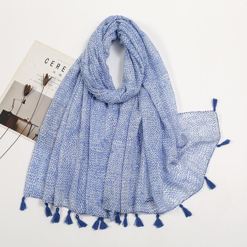 Korean Version of Xiaoxiang Style Cotton and Linen Hand-definition Fringe Scarf for Women  Fashionable  Casual Versatile and Warm Scarf Shawl