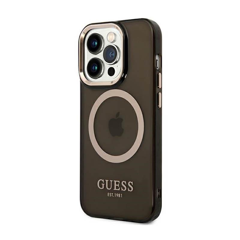 Guess Gold Outline Translucent Magsafe - Etui Iphone 14 Pro (Czarny)