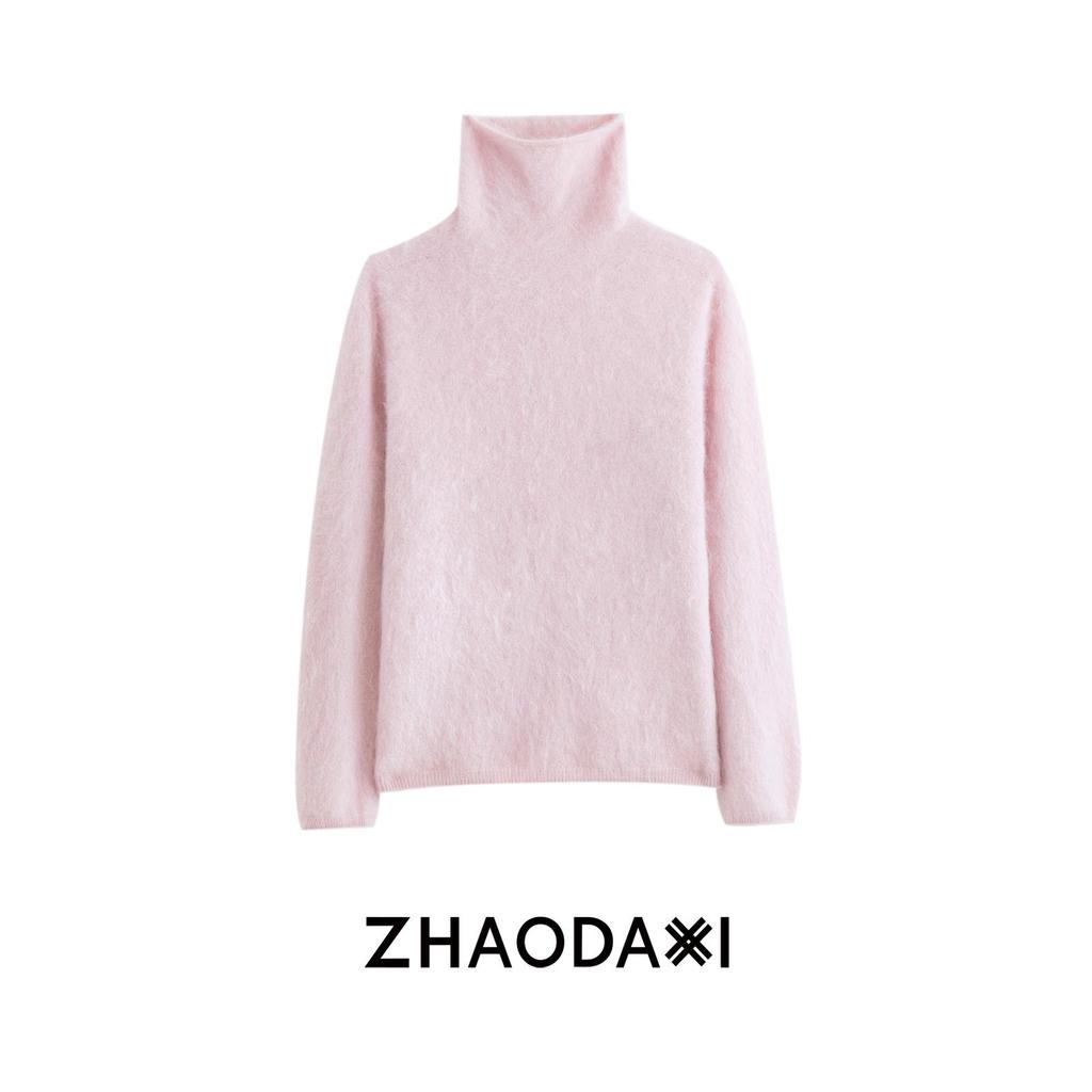 Cashmere Mulberry Silk Fur Brushed High Neck Sweater for Women - 2026 Series.