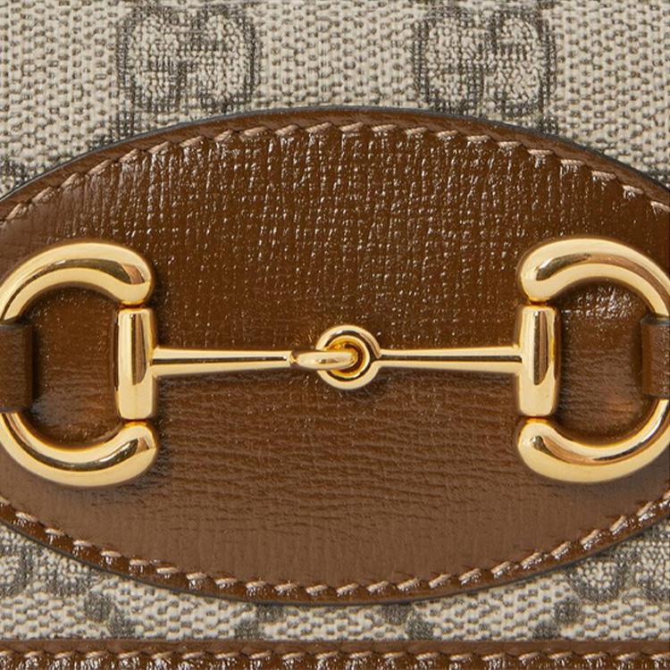 Gucci Horsebit 1955 Винтажный Золотой Пряжка Логотип Холст И Кожа Кошелек Унисекс Кошельки Коричневый Эбеновое Дерево 644462-92TCG-8563