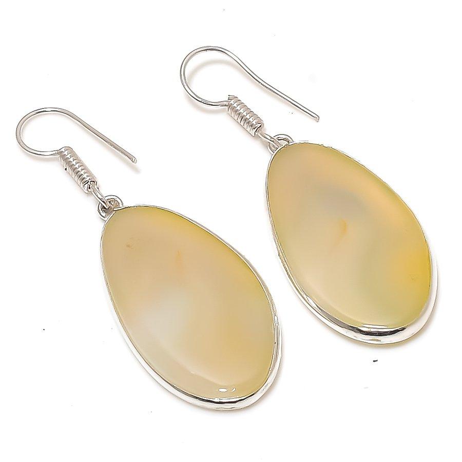 Natural Botswana Agate Gemstone 925 Sterling Silver Gift Earring 1.97" T8v21