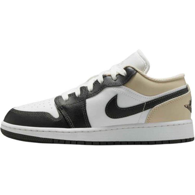 Jordan Air Jordan 1 Низкие Детские Баскетбольные Кроссовки Бело-Черные 553560-153 (Устойчивые к Скольжению и Истиранию)