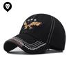 Стираный хлопок Классическая бейсболка с вышитым орлом Старая стираная кепка с козырьком Шляпа от солнца для активного отдыха