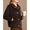 Women's Elegant Plaid Wool Blend Short Coat