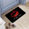 Red Lips Kiss Theme Welcome Doormat, Artistic Red Lip Non-Slip Floor Rug, Washable Decorative Entryway Mat for Home