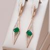 Длинные серьги-подвески с полым зеленым цирконием, модные золотые элегантные женские украшения, сохраняющие цвет