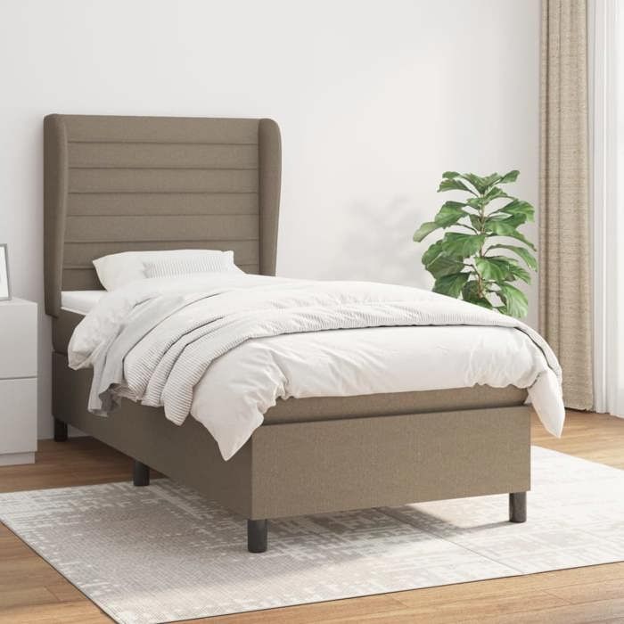 Maison Exclusive - Sommier à lattes de lit avec matelas Taupe 90x200 cm Tissu