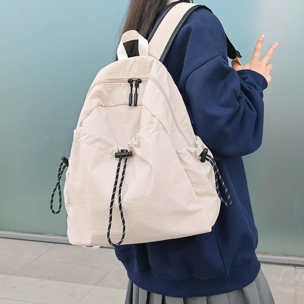 Women's Nylon Backpack Middle School Student Schoolbag Large Capacity Campus Lightweight Travel Bag