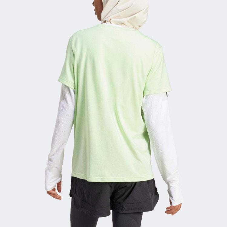 Adidas Женская футболка с круглым вырезом, коротким рукавом и цветными блоками с тремя полосками, топы, зеленая IW8786