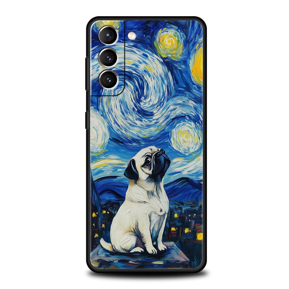 Чехол для телефона Animal Black Pug Крупный план для Samsung Galaxy S26 Ultra S25 Plus S24 FE S23 S22 5G S21 S20 Черный Мягкий