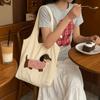 Korean Style Cartoon Animals Tote Bag Large Capacity Women's Armpit Bag Canvas Shoulder Bag  Female