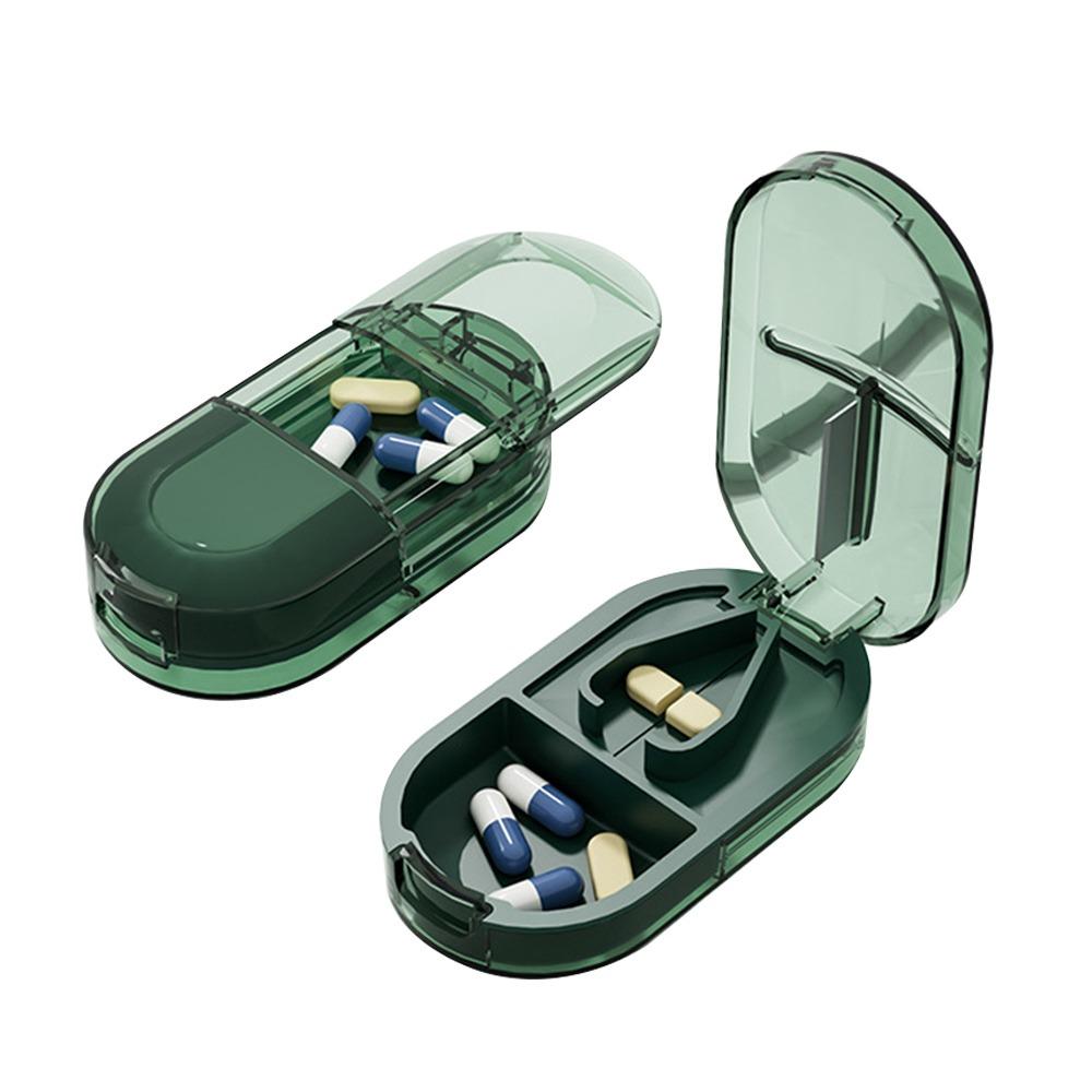 Portable Medicine Splitter Box 2 In 1 Powder Tablet Grinder Travel Medicine Pill Box Pills