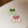 Exaggerated Big Square Rhombus Geometry Earring Bohemian Pendants Drop Green Pink Color Ear Jewelry for Women Gift